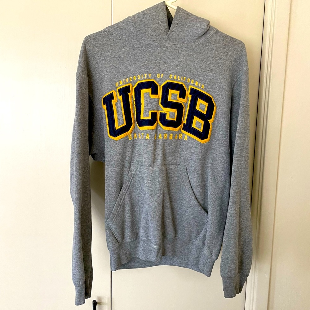 UCSB UC Santa Barbara Gray Navy Gold Pullover Hoodie Sweatshirt Size S College